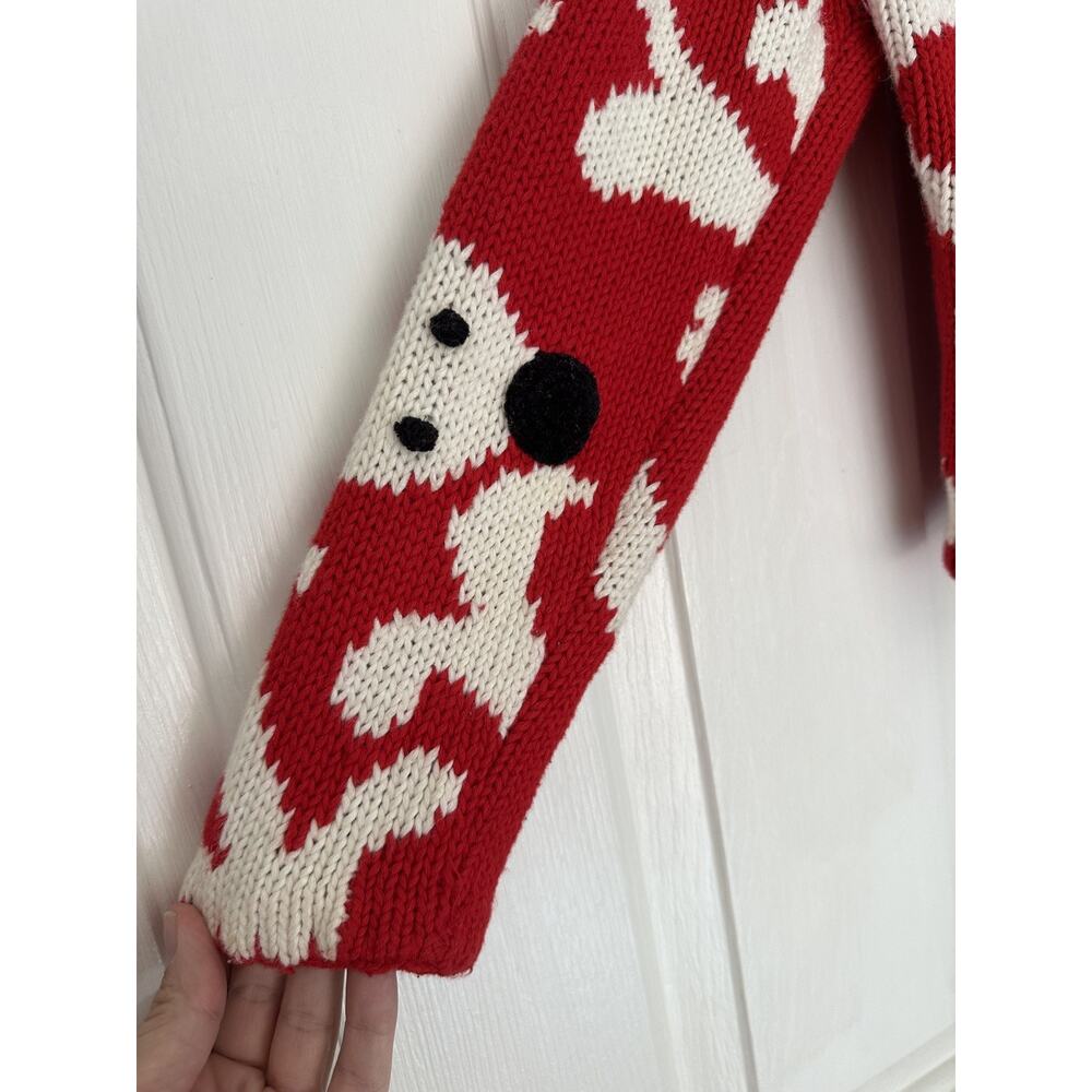 VTG Michael Simon Girls Sz 6/6X Reindeer Cardigan Red White Christmas READ - Picture 9 of 11